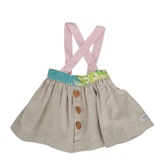 Sweet Honey Girls Overall Skirt Canvas Floral Pink Straps Girls 2T Demure - Picture 1 of 10